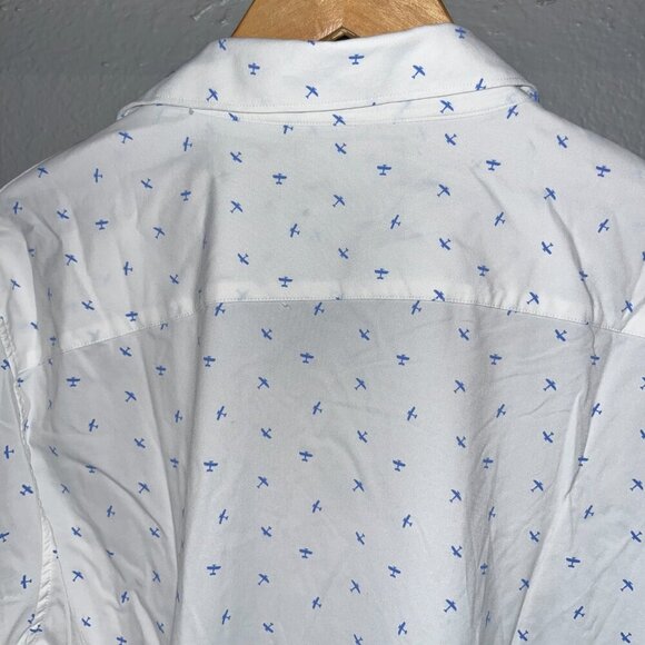 BONOBOS Airplane Print Nylon & Spandex Long Sleeve Button Shirt EUC  XL SLIM FIT - Picture 7 of 13